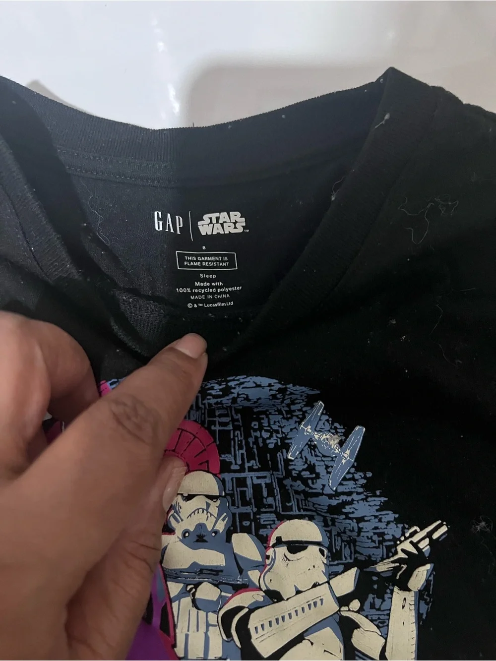 Star Wars Kids Black Graphic Tee with Neon Darth Vader Boy’s Pajama’s